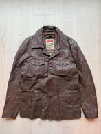 Vintage Jack & Jones Blue Genes Bruine Leren Jas L, Maat 52/54 (L), Bruin, ., Ophalen of Verzenden