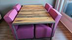 Tafel 160x100, metaal en hardhout, Huis en Inrichting, Tafels | Eettafels, 50 tot 100 cm, 150 tot 200 cm, Metaal, Rechthoekig