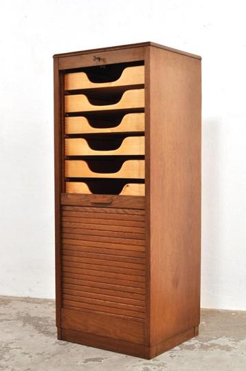 Vintage archiefkast eiken roldeurkast kast jaren 50 beschikbaar voor biedingen