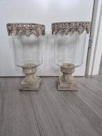 Set van 2 decoratieve kandelaars, Huis en Inrichting, Gebruikt, 25 tot 50 cm, Grijs, Ophalen of Verzenden