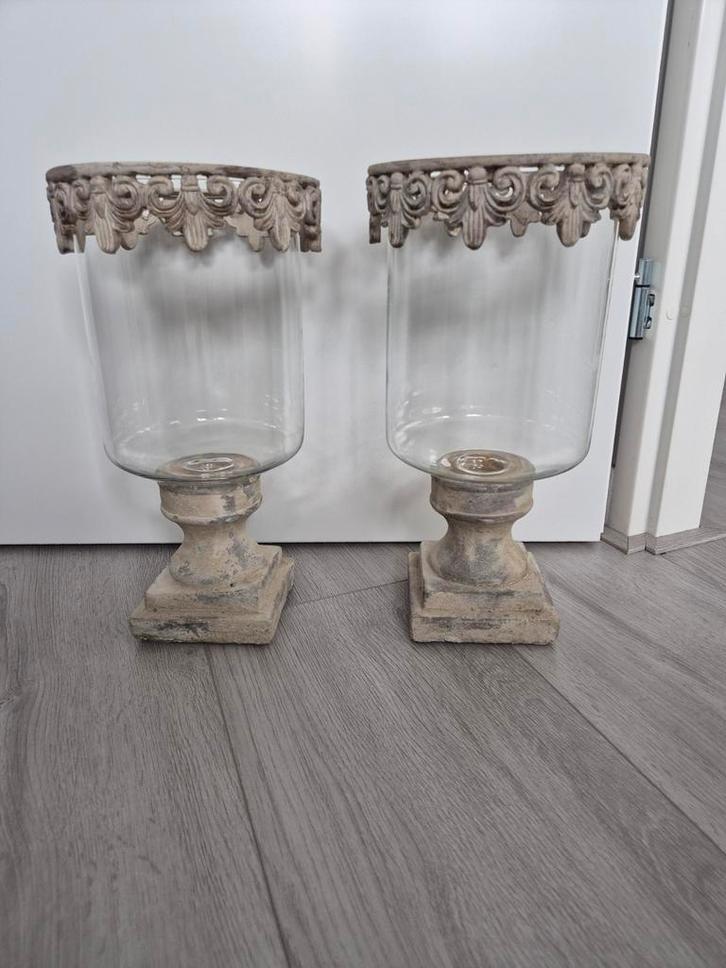 Set van 2 decoratieve kandelaars, Huis en Inrichting, Woonaccessoires | Kandelaars en Kaarsen, Gebruikt, Kandelaar, 25 tot 50 cm