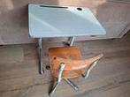 Vintage School Bankje met Stoel, Ophalen, Gebruikt, Bureau