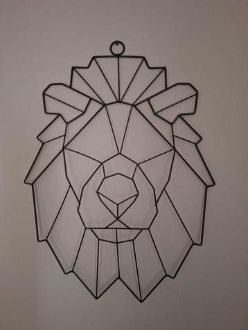 Gave grafische draadstaal leeuwenkop wanddecoratie beschikbaar voor biedingen