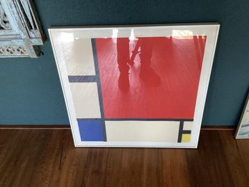 Mondriaan compositie rood, blauw, geel - 70x70 beschikbaar voor biedingen