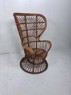 Vintage pauwen stoel rotan bamboe bohemian pauwenstoel, Huis en Inrichting, Stoelen, Ophalen, Gebruikt, C, Eén