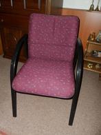 2 leuke stoelen - paarse stof, Huis en Inrichting, Stoelen, Twee, Gebruikt, Metaal, Ophalen