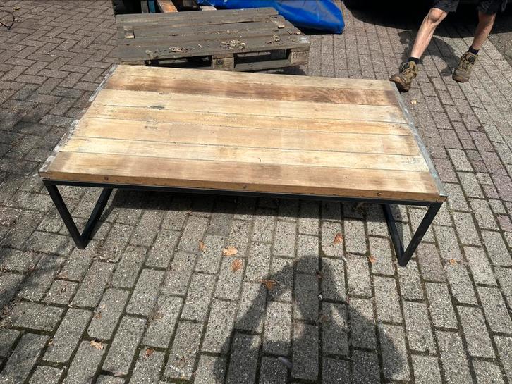 Salontafel gepoedercoat azobe hout, Huis en Inrichting, Tafels | Salontafels, Zo goed als nieuw, Minder dan 50 cm, 50 tot 100 cm