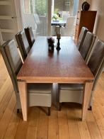 Kersenhouten eettafel met 6 stoelen, Huis en Inrichting, Tafels | Eettafels, Ophalen, Gebruikt, 50 tot 100 cm, Vijf personen of meer