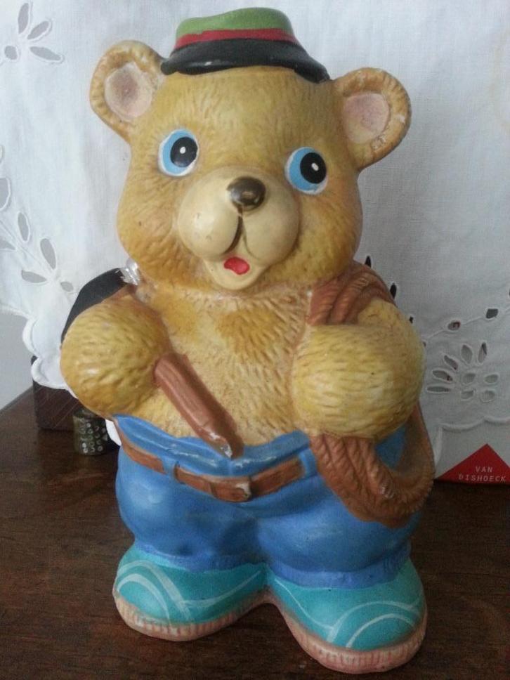 Brocante spaarpot beer gips eighties, Verzamelen, Spaarpotten, Zo goed als nieuw, Dier, Steen, Aardewerk of Keramiek, Ophalen of Verzenden