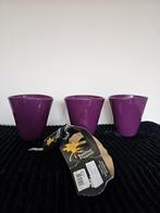 3 Paarse hangpotten, Tuin en Terras, Bloempotten, Ophalen of Verzenden, Overige vormen, Aardewerk, Binnen