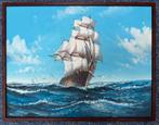 Olieverf schilderij zeilschip 43×33 cm - maritiem zee oceaan, Ophalen of Verzenden