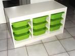 IKEA Trofast ladekast, witte kast/groene bakken., Ophalen, Gebruikt, 5 laden of meer, 50 tot 100 cm