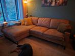 Hoekbank driezitter chaise lounge  cognac, Huis en Inrichting, Ophalen, Zo goed als nieuw, Stof, 150 cm of meer