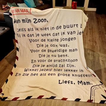 Extra grote(XL) zachte deken-Moeder aan zoon-200/150 cm