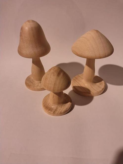 Houten Paddenstoelen (als decoratie of op een seizoenstafel), Antiek en Kunst, Kunst | Designobjecten, Ophalen of Verzenden