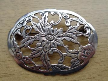 zilveren Biedemeier bloemen broche [010] beschikbaar voor biedingen