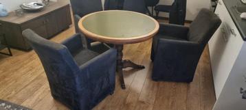  ✅ Ronde tafel (Ø 105 cm) met 4 stoelen, in goede staat. beschikbaar voor biedingen