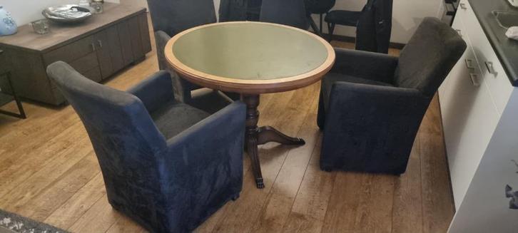 ✅ Ronde tafel (Ø 105 cm) met 4 stoelen, in goede staat., Huis en Inrichting, Tafels | Eettafels, Gebruikt, 100 tot 150 cm, 100 tot 150 cm