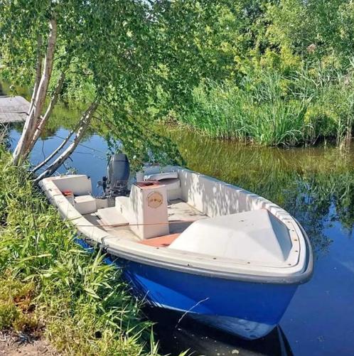 Reddingssloep + 15pk motor + Atlanta trailer, Watersport en Boten, Kano's, Zo goed als nieuw, Overige typen, Twee personen, Ophalen