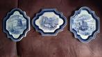 3 Porseleinen delfsblauwe wand plateau 's gemerkt, Antiek en Kunst, Antiek | Wandborden en Tegels, Ophalen of Verzenden