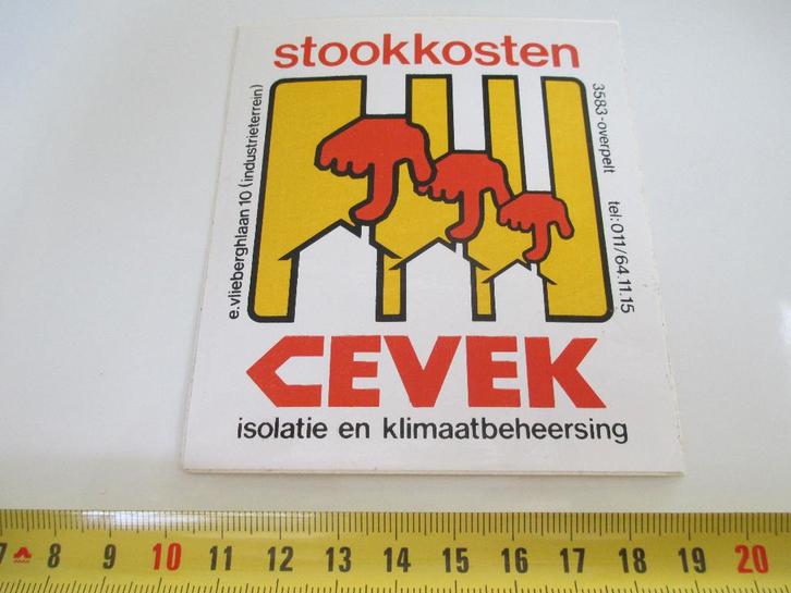 sticker België Overpelt CEVEK isolatie en klimaatbeheersing, Verzamelen, Stickers, Zo goed als nieuw, Ophalen