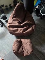 Bruine Zitzak met Voetenbank, Ophalen of Verzenden, Zo goed als nieuw, Bruin, Zitzak