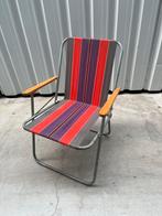 Vintage campinstoeltje houten leuning, Ophalen, Gebruikt