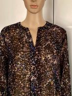 J241 NED maat L=42/44 blouse top zwart blauw beige goud, Blauw, Maat 42/44 (L), Ophalen of Verzenden, Zo goed als nieuw