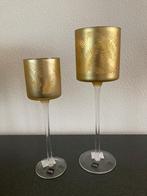 J-Line waxinelichtje houder set-2 blad/goud op voet Nieuw!, Overige materialen, Overige kleuren, 25 tot 50 cm, Nieuw