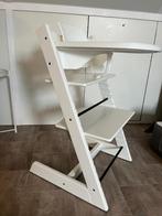 Witte Tripp Trapp eetstoel met eetblad, kussen, zgan, Kinderen en Baby's, Kinderstoelen, Ophalen of Verzenden, Zo goed als nieuw