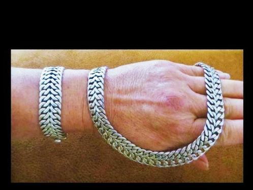 Bijzonder Mexicaanse Design Zilveren Collier en Armband!, Sieraden, Tassen en Uiterlijk, Antieke sieraden, Overige typen, Zilver