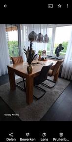 Eettafel met stoelen en salontafel tafel, Ophalen, 50 tot 100 cm, Zo goed als nieuw, Vijf personen of meer