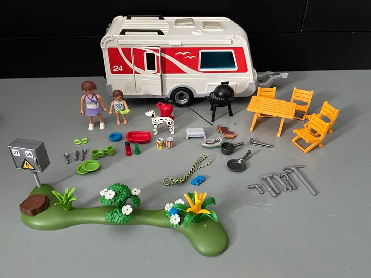 Playmobil Caravan & Gezinsauto Set 5434 & 5436, Kinderen en Baby's, Speelgoed | Playmobil, Gebruikt, Complete set, Ophalen of Verzenden