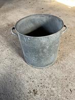 Zinken emmer met handgrepen, Ophalen, Gebruikt, Zink, Met handgreep