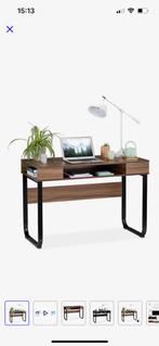 Bureau bruin-zwart 3 open vakken van Relaxdays 74,5x110x55cm, Huis en Inrichting, Bureaus, Ophalen, Bureau