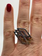 B2 Prachtige zilveren TEKA ring bicolor maat 17,5, Ophalen of Verzenden, X, Dame, Goud