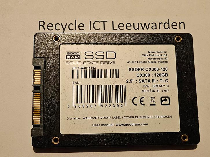 Goodram 120gb laptop ssd hdd hardeschijf, Computers en Software, Harde schijven, Gebruikt, Laptop, Intern, SSD, SATA, Ophalen of Verzenden