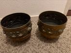 2 Antieke koperen potten. Bloempotten., Antiek en Kunst, Ophalen of Verzenden
