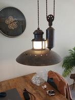 Industriële hanglamp met katrol, Ophalen, Zo goed als nieuw, Glas, Minder dan 50 cm