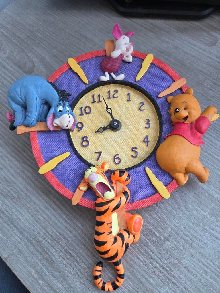 Winnie the Pooh Klok met Vriendjes, Ophalen of Verzenden, Gebruikt, Analoog, Wandklok