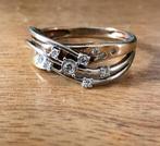 Bicolor Gouden Ring 9K met Diamanten - Maat 17, Ophalen of Verzenden, Zo goed als nieuw, 17 tot 18, Met edelsteen