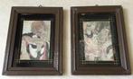 2 oude zeldzame Japanse miniatuur art prints apart ingelijst, Verzenden