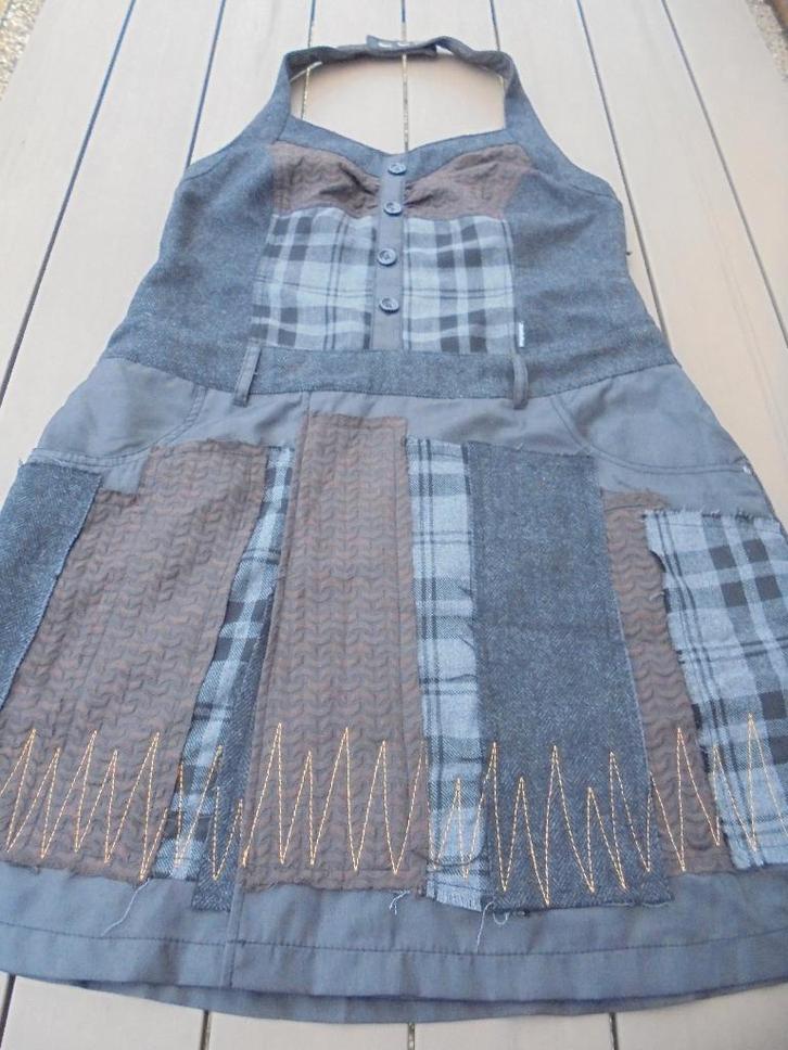 Grijs ruiten halterjurk NTS, Kleding | Dames, Jurken, Zo goed als nieuw, Maat 42/44 (L), Grijs, Boven de knie, Ophalen of Verzenden