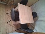 Eethoek, Ophalen, Zo goed als nieuw, Tafel grenen , stoelen ijzere poot stoffen zitting kleur blauw[2, 4 tot 6 stoelen