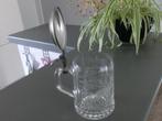 Glazen bierpul gegraveerd, Verzamelen, Verzenden, Zo goed als nieuw, Bierglas