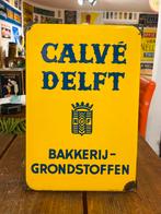 Emaille reclamebord Calve Delft Bakkerij Langcat Bussum, Verzamelen, Ophalen of Verzenden, Zo goed als nieuw, Reclamebord