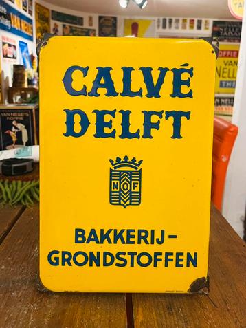 Emaille reclamebord Calve Delft Bakkerij Langcat Bussum beschikbaar voor biedingen