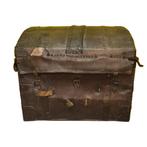 Franse lederen en houten koets koffer 18e eeuw, Antiek en Kunst, Ophalen