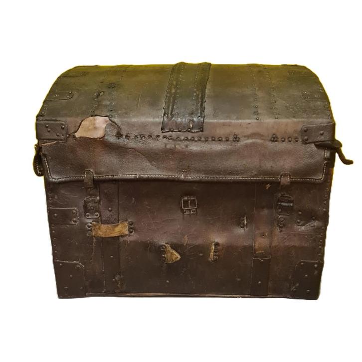 Franse lederen en houten koets koffer 18e eeuw, Antiek en Kunst, Antiek | Woonaccessoires, Ophalen