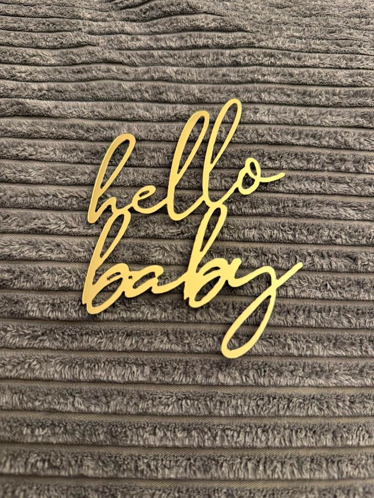 Hello baby gouden topper voor taarten, Hobby en Vrije tijd, Taarten en Cupcakes maken, Ophalen of Verzenden, Nieuw, Taarten, Versiering